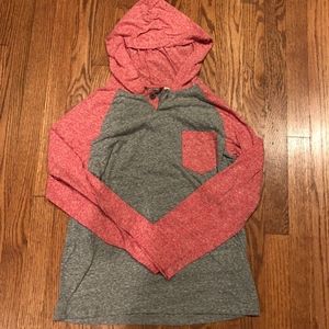 Hooded Heather Gray/Red Long Sleeve Union Bay Tee